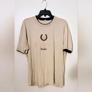 I. T. S. Men's Firenze Italia  White T-shirt, black band trim XXL